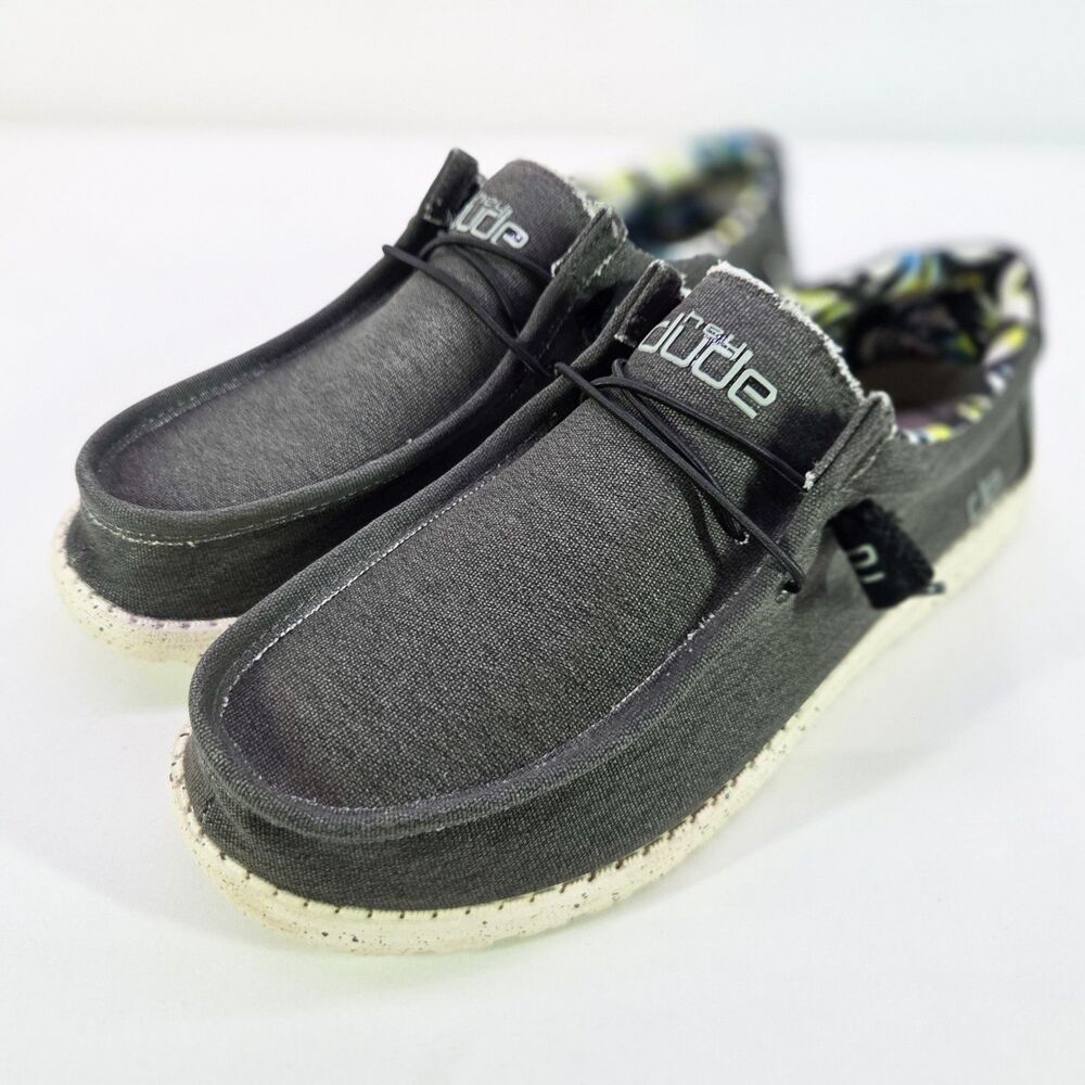 Hey Dude Wally Stretch Black/Dark Gray Men’s Shoes Size 8 Lightly Used